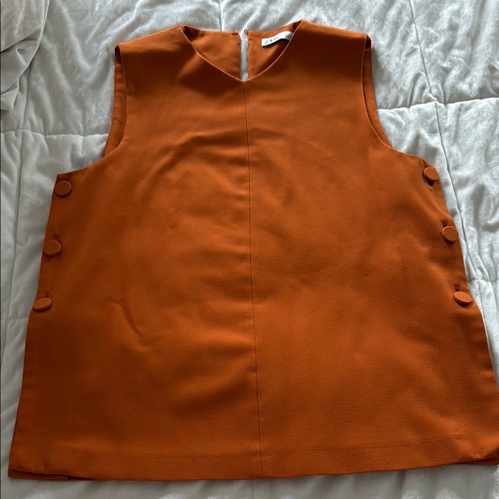 Zara Burnt Orange Sleeveless Blouse